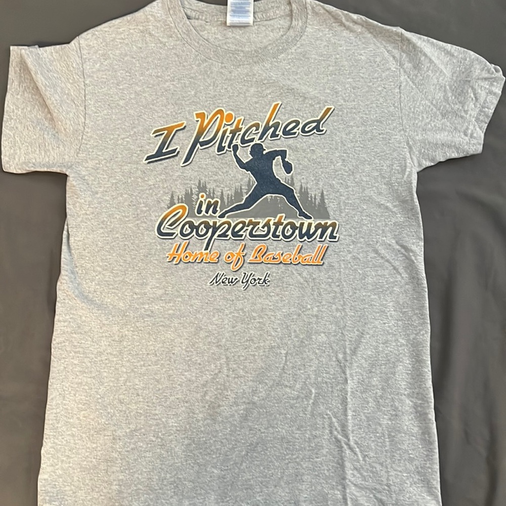 “I pitched in cooperstown” gray Baseball t shirt